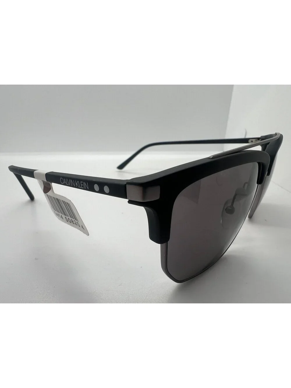 Calvin Klein Men's Matte Black Geometric Sunglasses